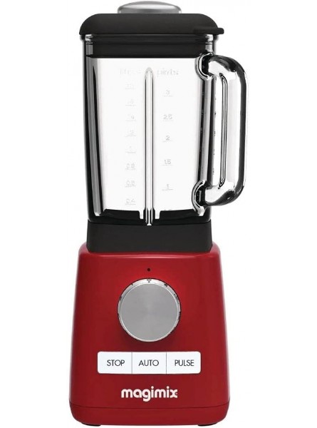 Magimix Power Steel Blender Premium in Red with Borosilicate Glass Jug and 2 Blend Cups 1.8L - TJQAO57A