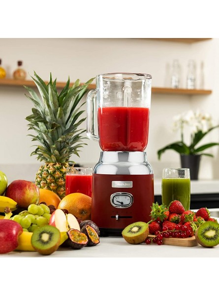 Westinghouse Retro Food Blender 600 Watt Liquidiser Blender for Kitchen Smoothie Maker with 1.5 L Glass Jug Mixer Blender For Milkshake Soup Fruit Juice & Smoothies Red - BJHJ63MX