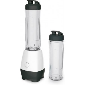 wilko Blend and Go 0.6l Blender Grey Colour 300w Blender with Two Bottles and Lids with Handles H39.5 x W13 x D13cm - VVDLMU7R