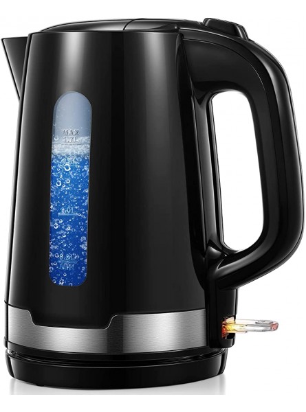 FOHERE Electric Kettle 3000W Boil Kettle with 1.7L Light Weight Kettle with BPA-Free Auto Shut-Off Wide Easy Fill Opening,Power Indicator Light White Cordless Black - NBAA94XS