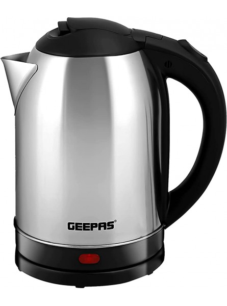 Geepas Electric Kettle 1500W | Stainless Steel Cordless Kettle | Boil Dry Protection & Auto Shut Off | 1.8L Jug Kettle for Hot Water Tea or Coffee | Swivel Base with Auto Lid Open Light Indicator - AFNROFE0