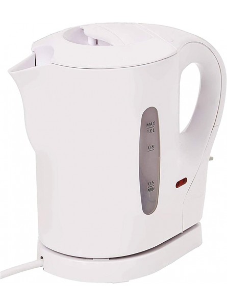 HomeZone® Small Cordless Lightweight Electric Kettle 900W 1 Litre in White | Cheap and Cheerful with Boil Dry Safety Cut Out Pilot Light and Water Level Gauge - QXINTS0O