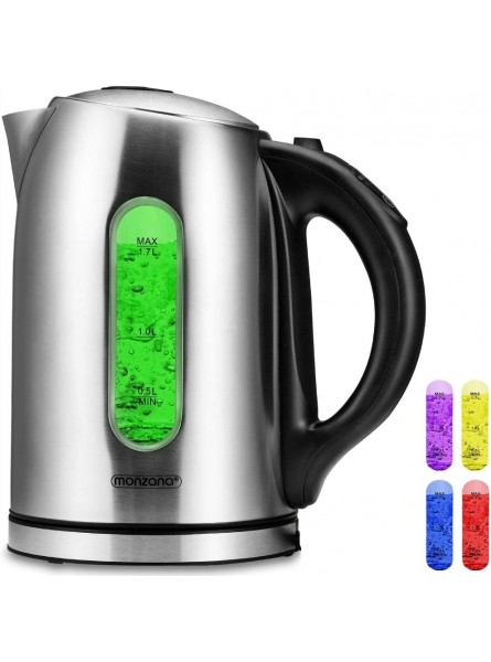 Monzana Electric Kettle 1.7 L Temperature Controlled 2200 W LED Colour Change Keep Warm Function Fast Boil Tea Scale Filter Cordless Stainless Steel - UOVTHJPB