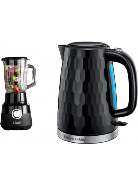 Russell Hobbs 24722 Desire Jug Blender Matte Black 650 W & 26051 Cordless Electric Kettle Contemporary Honeycomb Design with Fast Boil and Boil Dry Protection 1.7 Litre 3000 W Black - GGJRMI66