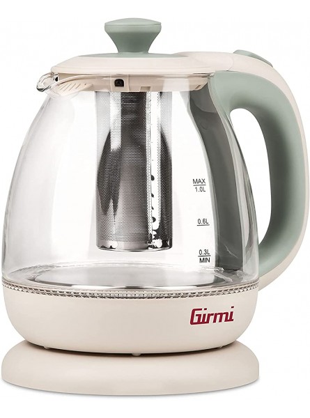 Trevidea Girmi BL4105 Tisaniera Electric Kettle & Teapot SMALL 1 Litre Glass 1100 W Cream-Green - MSBC9JA6