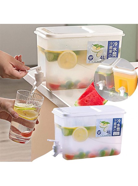 IQYU Small Plastic Bowl with Lid 4 L Plastic Drinks Dispenser Fridge Drinks Dispenser Cold Kettle with Removable Filter Plate and Cones Tea Glass Bottle White One Size - IRRVBQES