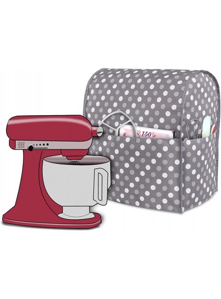 Luxja Dust Cover for 4.3 Litre and All 4.8 Litre KitchenAid Mixers Cover with Pockets for KitchenAid Mixers and Accessories Fit for 4.3 Litre and 4.8 Litre KitchenAid Mixer Grey Dots - BLCA22U2