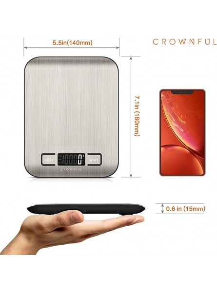 CROWNFUL Digital Food Scales 11lb Kitchen Scale Weight Grams and Ounces for Cooking and Baking 5 Units with Tare Function Batteries Included - OCCCNX44