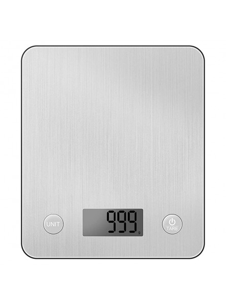 Digital Kitchen Scales,Professional Food Weighing Scales with Tare Fonction,LCD Display High Precision Big Surface 20 x 20 x 1.4cm,1g-5kg Silver - YBTR1SR4