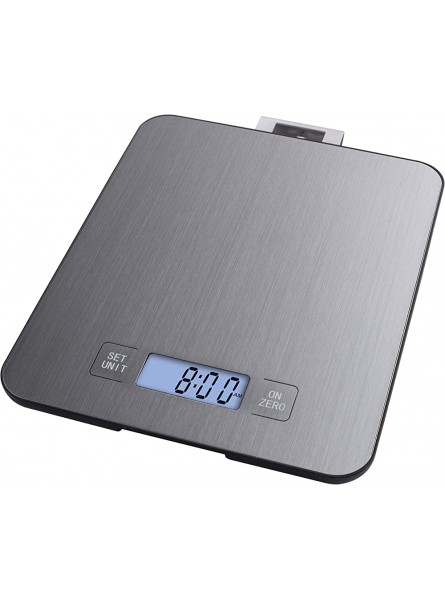 EMOS Stainless Steel Kitchen Scales with Wall Hanging Digital Scales with Illuminated LCD Display Tare Function Food Scale Electronic Scales Precision up to 1g Load Capacity 15kg Silver - EOPU4EFJ
