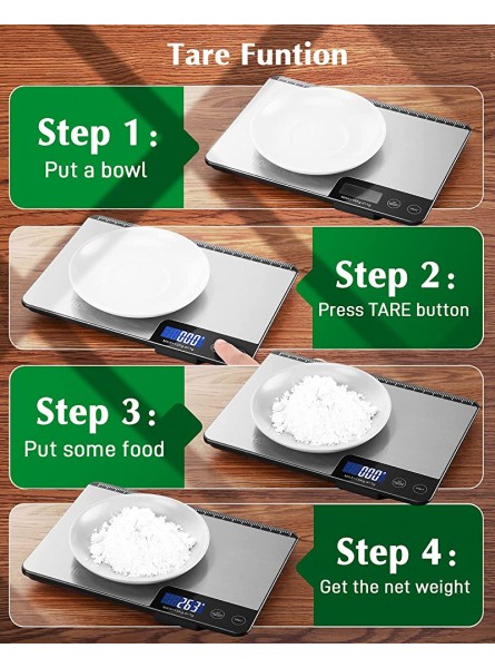 HOMEVER Kitchen Scales 33lb 15kg Digital Food Kitchen Scale with 1g 0.1 oz Precision 9 X 6.3 inch Perfect for Baking[Including batteries] - PRZVD024