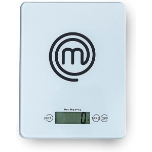 MasterChef Digital Kitchen Scales Small Electronic Scale for Weighing Food During Cooking in Grams or Ounces up to 5kg Tempered Safety Glass Touch Controls & Auto Switch-Off Silver - UYYR0VQ4
