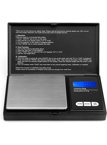 Pocket Scale- Ascher Portable Digital Scale with Back-lit LCD Display Elite Digital Pocket Scale 200 x 0.01g Mini scales 200g Mini Digital Weighing Scale - VNBJ04TF