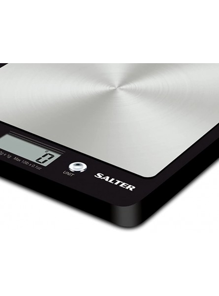 Salter Evo Digital Kitchen Scales Electronic Food Weighing Stainless Steel Cooking Scale Home Appliance LCD Display Add & Weigh Metric or Imperial Easy to Clean 15 Year Guarantee Black - PMOTOUT8