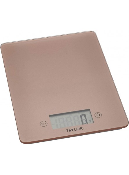 Taylor Pro Digital Kitchen Food Scales with Ultra Thin Design Compact Professional Standard Tare Feature with Precision Accuracy Rose Gold And Glass 5 kg 11 lbs Capacity - TQOKHETQ
