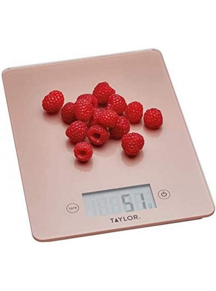Taylor Pro Digital Kitchen Food Scales with Ultra Thin Design Compact Professional Standard Tare Feature with Precision Accuracy Rose Gold And Glass 5 kg 11 lbs Capacity - TQOKHETQ