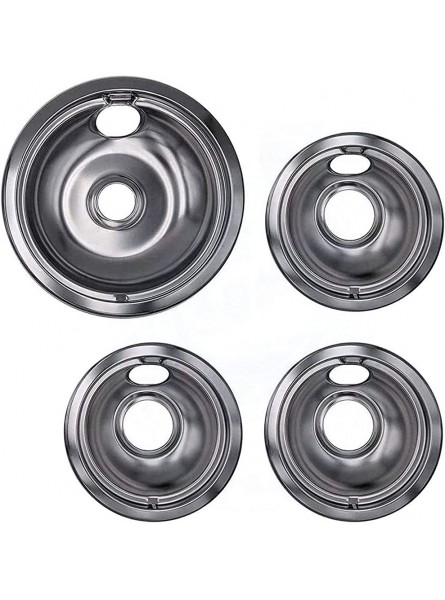 Lifetime Appliance Ultra Durable W10196405 W10196406 Chrome Drip Pans Replacement Compatible with Range Kleen 10124XZ 3 x Small 6" + 1 x Large 8" Drip Pan - NUFIMPQ4