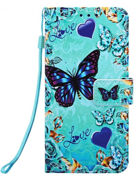 Miagon for iPhone 12 Mini Wallet Case,PU Leather Folio Flip Cover with Stand Card Slots Magnetic Closure,Blue Butterfly - CKEO79TA