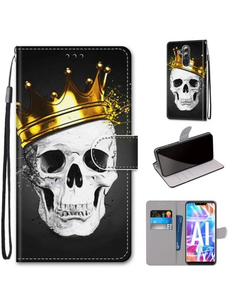 Miagon Full Body Case for Huawei Mate 20 Lite,Colorful Pattern Design PU Leather Flip Wallet Case Cover with Magnetic Closure Stand Card Slot,Skull Crown - APHFSGVU