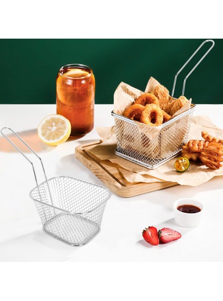 4Pcs Mini Square Fry Basket Stainless Steel French Fries Holder Frying Net Basket Cooking Strainer for Chips Onion Rings and Chicken WingsSilver - TYZSSI6T
