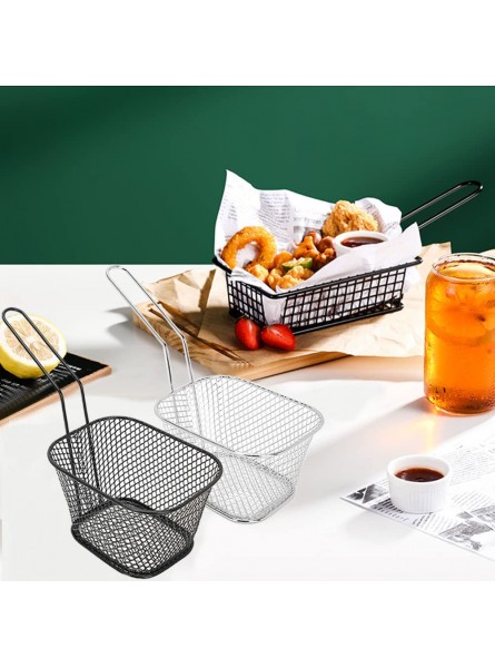 4Pcs Mini Square Fry Basket Stainless Steel French Fries Holder Frying Net Basket Cooking Strainer for Chips Onion Rings and Chicken WingsSilver - TYZSSI6T