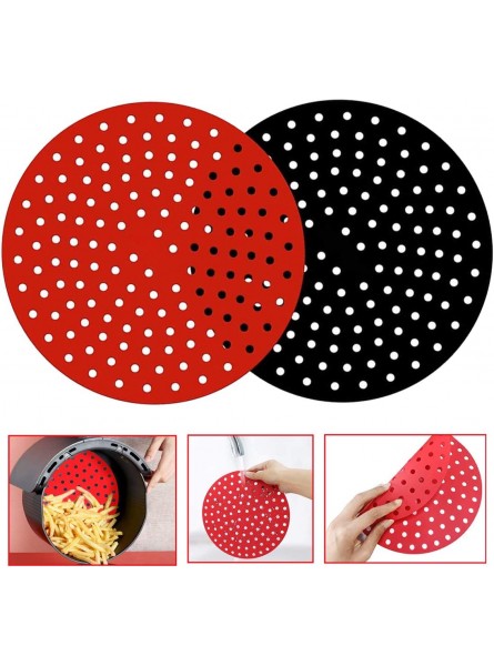 Air Fryer Liners Reusable,Silicone Air Fryer Mats Easy to Clean,Non-Stick Silicone Air Fryer Basket Mats Accessories For Kitchen Making Food Red + Black,Round,9 inch. - KJIA8PGU