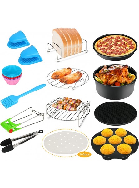 124Pcs Air Fryer Accessories Bestcool Airfryer Kit 8'' Actifry Air Fryer of 4.2QT-6.8QT-UP with Non-Stick Cake Pan Silicone Mat Pizza Tray Suitable for Healthy Eating Item Name 3.5L - HYVOMK2E