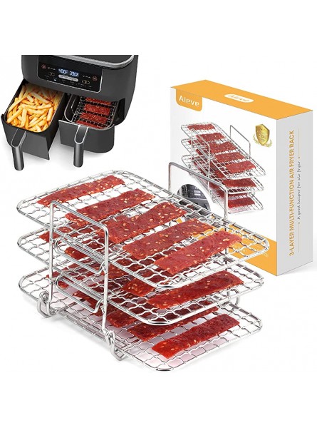 AIEVE Air Fryer Rack for Ninja Dual Air Fryer 304 Stainless Steel Multi-Layer Dehydrator Rack Toast Rack Air Fryer Accessories Compatible with Ninja DZ201 Air Fryer Ninja Foodi Air Fryer - AZILV8FV