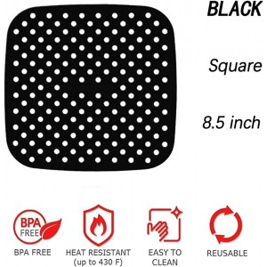 Air Fryer Accessories Set Universal Air Fryer Lined Silicone Pad 7.5 8 8.5 9 Inch Square Round Heat-Resistant Non-Slip Reusable Pot Mat Kitchen Accessories Gadgets Color : Black Square 8.5inch - VGELD4P9
