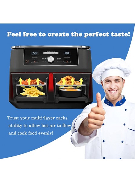 Air Fryer Rack for Double Basket Air Fryers Stainless Steel Air Fryer Accessories Set Improve Cooking Efficiency Compatible with Ninja Foodi DZ201 4011PCS+Silicone Gloves - SVDJNGRM