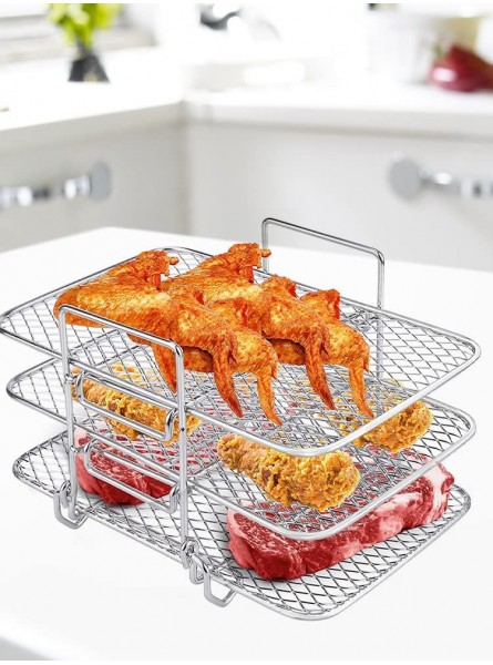 Air Fryer Rack for Ninja Air Fryer Multi-Layer Double Basket Air Fryer Accessories 304 Stainless Steel Grilling Rack Cooking Rack Toast Rack for Oven Microwave BakingSmall Tripod - VJKLDNXS
