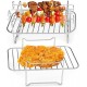 Muross 2Pcs Air Fryer Rack,Air Fryer Double Layer Rack with 4 Barbecue Sticks for Double Basket Air Fryers,Stainless Steel Grilling Rack Air Fryer Accessories Cooking Rack for Oven Microwave Baking - TLKRP302
