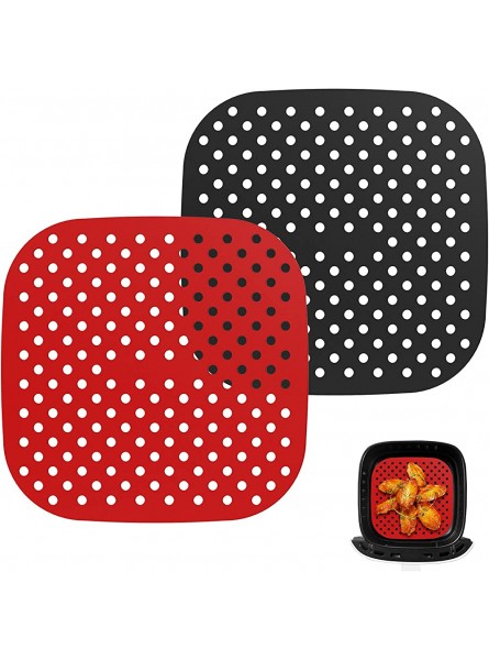 Nuovoware Reusable Air Fryer Liners 8.5 Inch Square Air Fryer Basket Mats Non-Stick Silicone Air Fryer Accessories Compatible with COSORI Instant Vortex CHEFMAN NUWAVE and More 2-Pack - JUBUV74V
