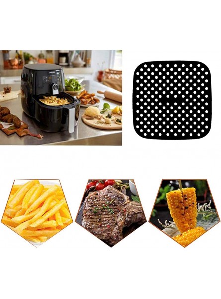 Reusable Air Fryer Liners Stick Silicone Air Fryer Basket Mats Accessories 8.5 inches Black 8.5in - IWPGFYTI