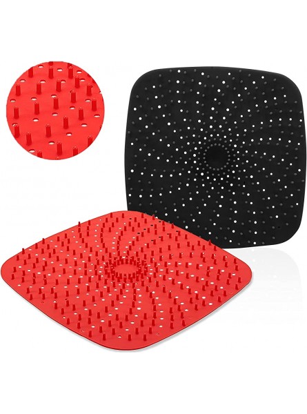Reusable Air Fryer Liners with Raised Silicone | Patented Product | BPA Free Non-Stick Silicone Air Fryer Mats | Air Fryer Silicone Tray Accessories | 2 Size Options – 8 Inch Square - DZQF6U0K