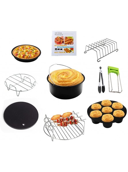 WYCY Air Fryer Accessories 7 Inch 10 PCS 19CM for 3.7 5.3 5.5 5.8 QT Deep Fryer General Purpose for Gowise Phillips and Cozyna Air Fryer with Non-Stick Coating 18CM Black - SNJRE0IP