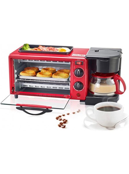ZTGL Household Electric Breakfast Machine 600 ML Coffeemaker Nonstick Griddle 9 Liters High Capacity Toaster Oven with 30min Timer Red - KWGH1I82