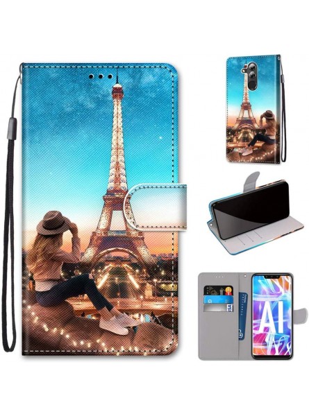 Miagon Full Body Case for Huawei Mate 20 Lite,Colorful Pattern Design PU Leather Flip Wallet Case Cover with Magnetic Closure Stand Card Slot,Tower Girl - GXKBA3V3