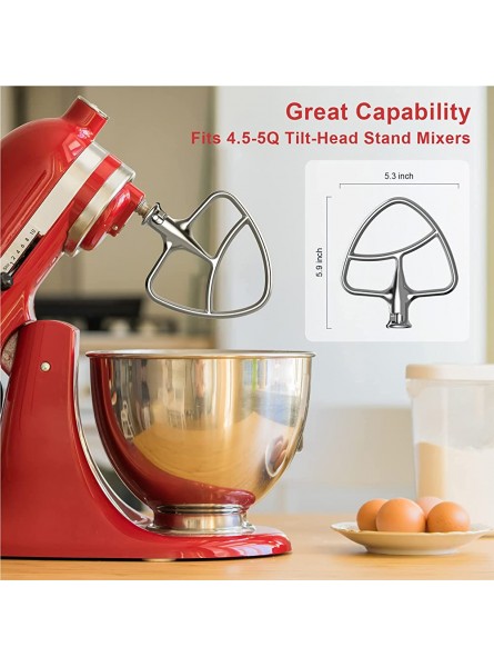 Polished Stainless Steel Flat Beater for KitchenAid 4.5-5Q Tilt-Head Stand Mixers Mixing Parts Attachments Dishwasher Safe by Hozodo - UGGZKE7T