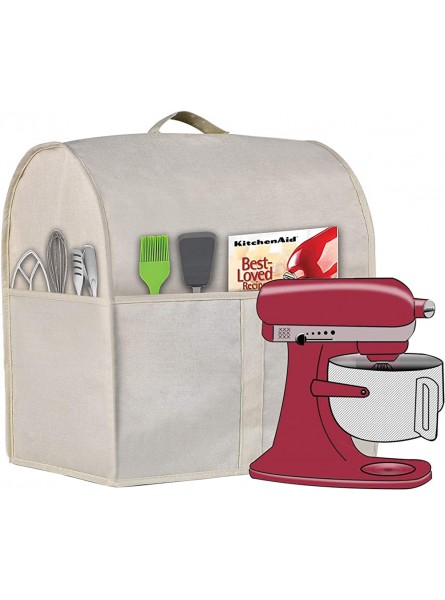 Stand Mixer Dust Cover with 3 Pockets Compatible with KitchenAid Tilt Head Gray Beige Fit for Bowl Lift 5-8 Quart - VHNT971I