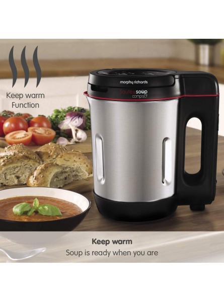 Morphy Richards 501027 Compact Saute & Soup Maker Stainless Steel 900 W 1 Liter Brushed Aluminium and Black - XUHEN11Q