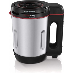 Morphy Richards 501027 Compact Saute & Soup Maker Stainless Steel 900 W 1 Liter Brushed Aluminium and Black - XUHEN11Q