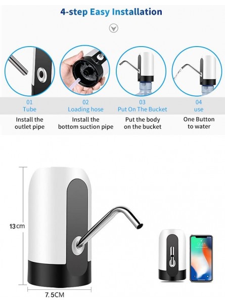 Electric Drinking Water Pump,YOUTTOO Black Electric Charging Water Dispenser USB Charging Water Bottle Pump Water Pumping Device - BXRL1MJ6