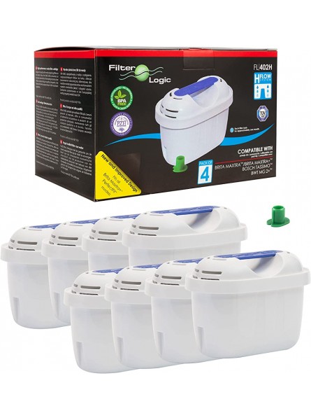 FilterLogic FL402H | Pack of 8 Water Filter Cartridge Compatible with Brita Maxtra+ - UTAJS8PD