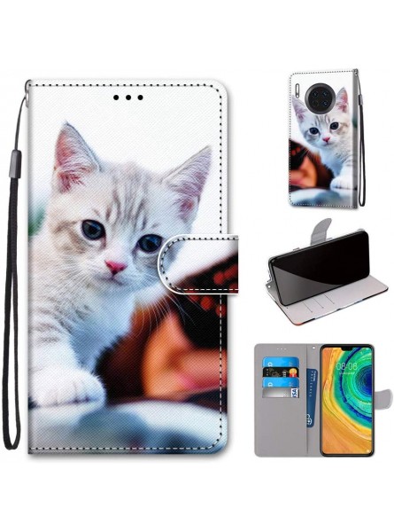 Miagon Full Body Case for Huawei Mate 30,Colorful Pattern Design PU Leather Flip Wallet Case Cover with Magnetic Closure Stand Card Slot,Cute Cat - RHGL2E7G
