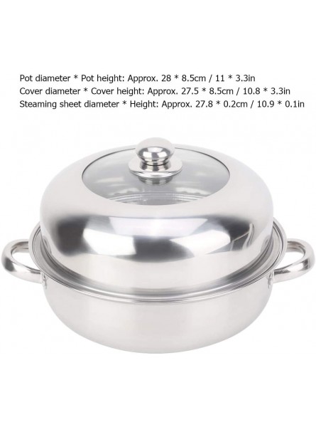 28CM Stainless Steel Single-Layer Soup Pot hot Pot Steamer Soup Pot New heightened Steel and Glass Composite Cover Open Flame Induction Cooker Infrared Electric Stove Heating - WJUI97QK