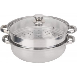 Steamer Pot Stainless Steel Cookware 27cm 11in 2-Layer Double Boiler Soup Steaming Pot with Lid Heat up Food Quickly - XDQJBSQ3