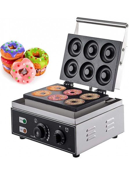 Mini Donut Maker,Automatic Donut Making Machine,1550W Electric Waffle Doughnut Maker with Non-Stick Surface,6 Holes Double-Sided Heating 50-300℃,Commercial Doughnut Maker for Restaurants Snack Bars - LUGKUFB9