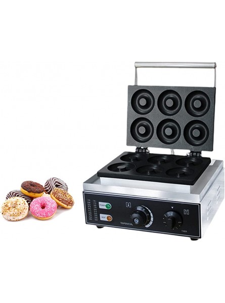 Stainless Steel Donut Machine 6 Holes Double Sided Heating 50-300℃ 1550W Non Stick Donut Machine for Professional Kitchen - PGQQHN0X