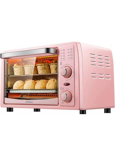 Compact 13L Mini Oven Retro and Lightweight Temperature Controlled from 30-230°C 60 Minute Timer with Auto Shut Off  1050W Tempered Glass Door,Pink,13L - FLWW8UM5